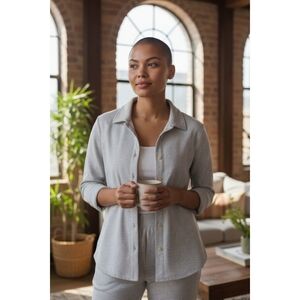 Women's Gray Button Front Blouse